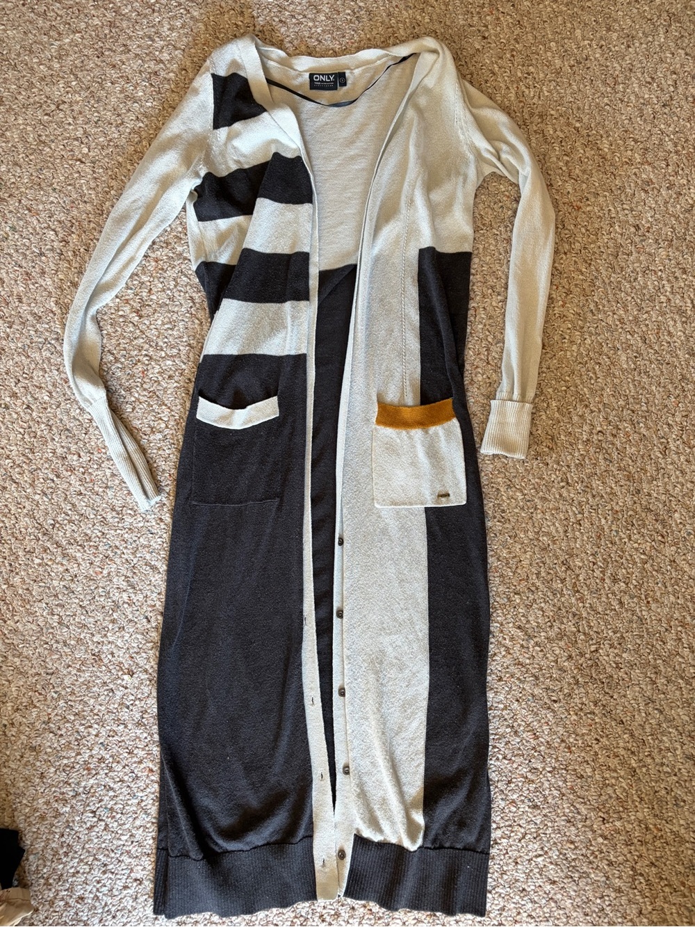 ONLY true collection streetwear long duster button cardigan color block small